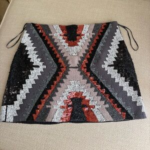 Zara Sequin Geometric Mini Skirt - Black, Red, Gray, Cream